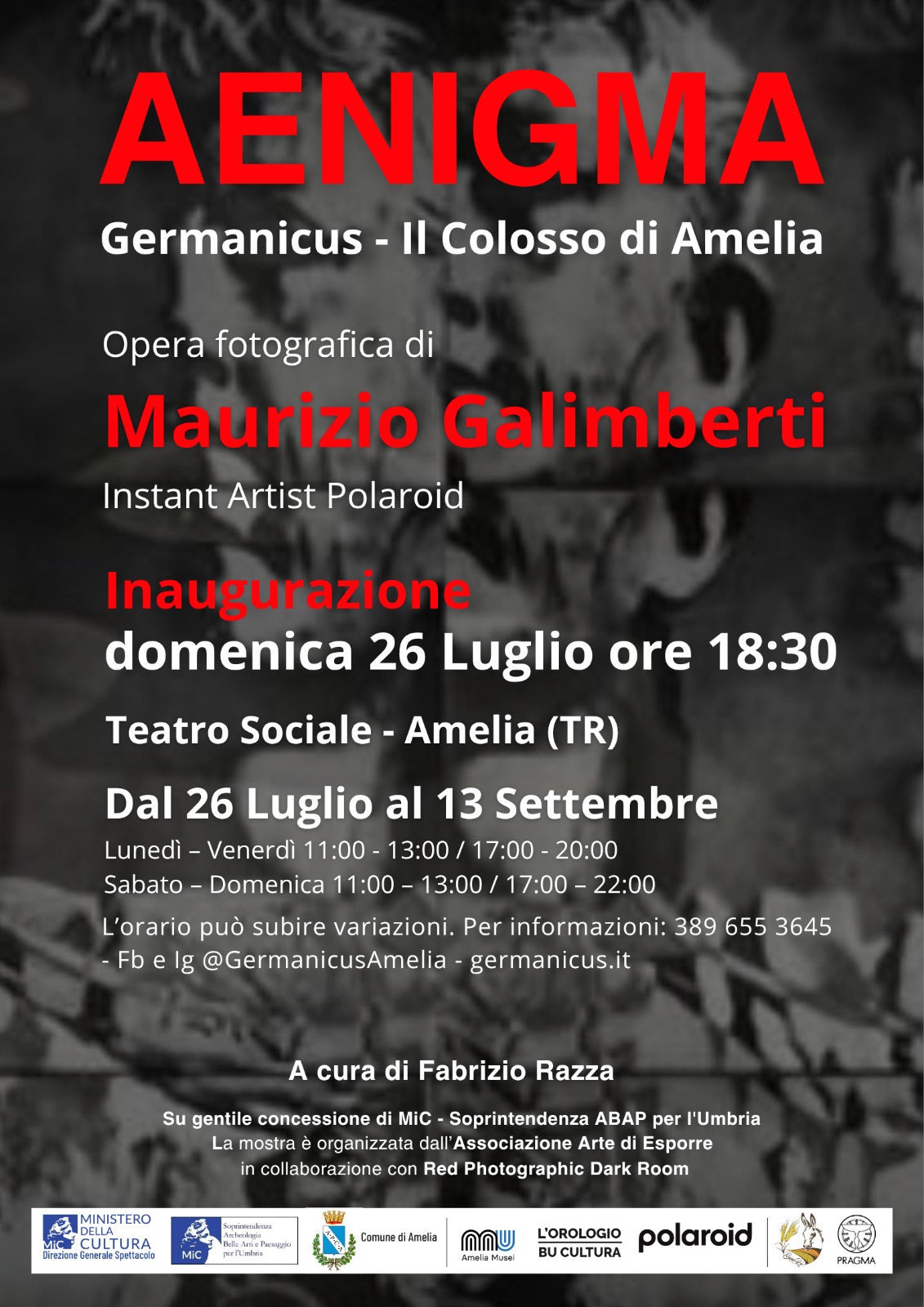 immagine notizia (ptn) Amelia, al Teatro Sociale la mostra “Aenigma” del fotografo Maurizio Galimberti che scompone il colosso bronzeo del Germanico